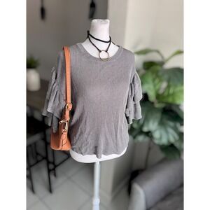 H&M Metallic Shimmer Ruffle Sleeve Top Size XS